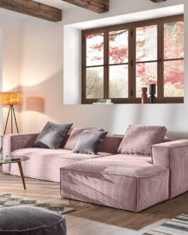 Kave Home Loungebank ‘Blok’ Rechts 300cm, Corduroy, kleur Roze