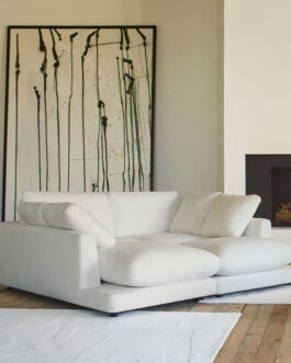 Kave Home 3-zits Loungebank ‘Gala’ Met dubbele chaise longue, Chenille, kleur Wit