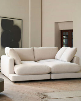 Kave Home 3-zits Loungebank ‘Gala’ Met dubbele chaise longue, Chenille, kleur Beige